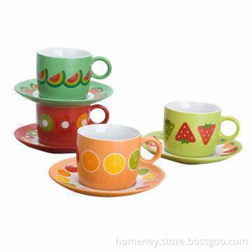 Cup and Saucer Set, Dishwasher-, Microwave- and Oven-safe